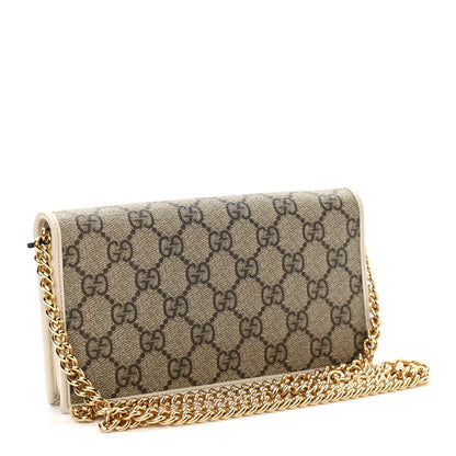 Gucci GG Supreme Monogram Azalea Calfskin Horsebit 1955 Wallet On Chain Beige Ebony Mystic White 3 of 11