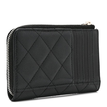Chanel Caviar Quilted CC Logo Zip Around Card Holder Black 3 of 10