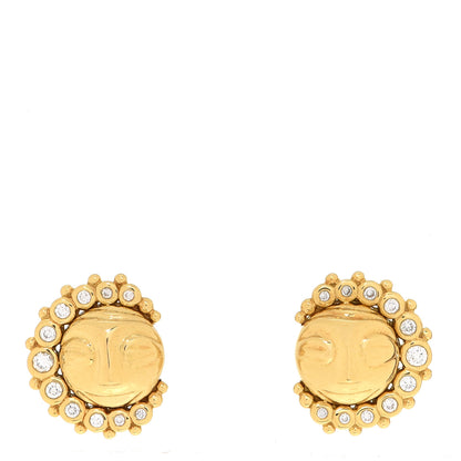 Temple St. Clair 18K Yellow Gold Diamond Celestial Moonface Earrings 1 of 5