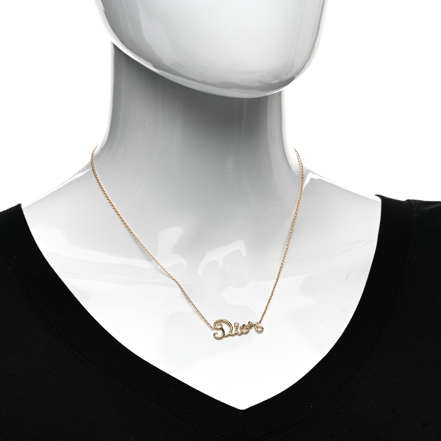 Christian Dior 18K Yellow Gold Diamond Dioramour Pendant Necklace 2 of 6