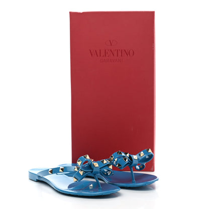Valentino Garavani PVC Jelly Rockstud Bow Thong Sandals 35 Blue 8 of 8
