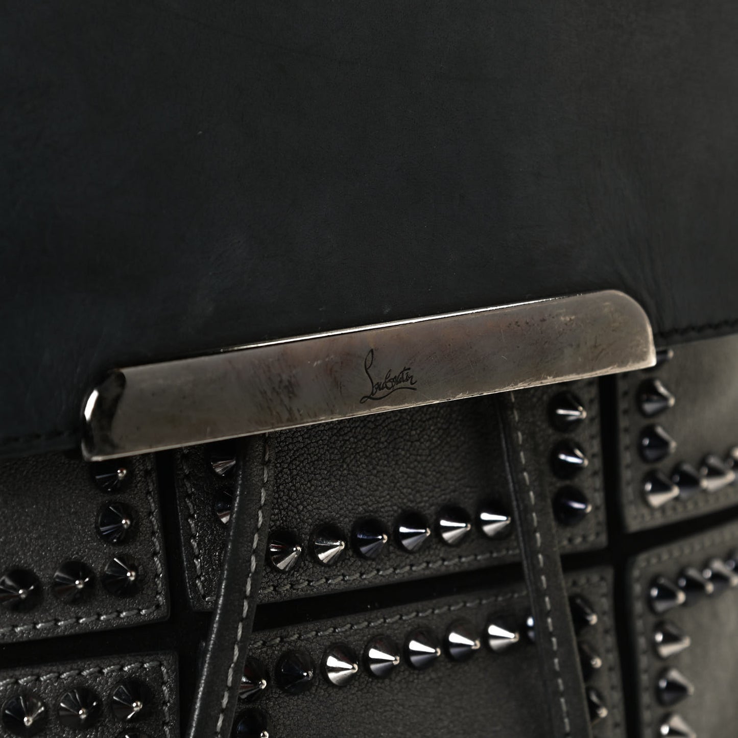 Metallic Sheepskin Spikes Lucky L Convertible Backpack Black