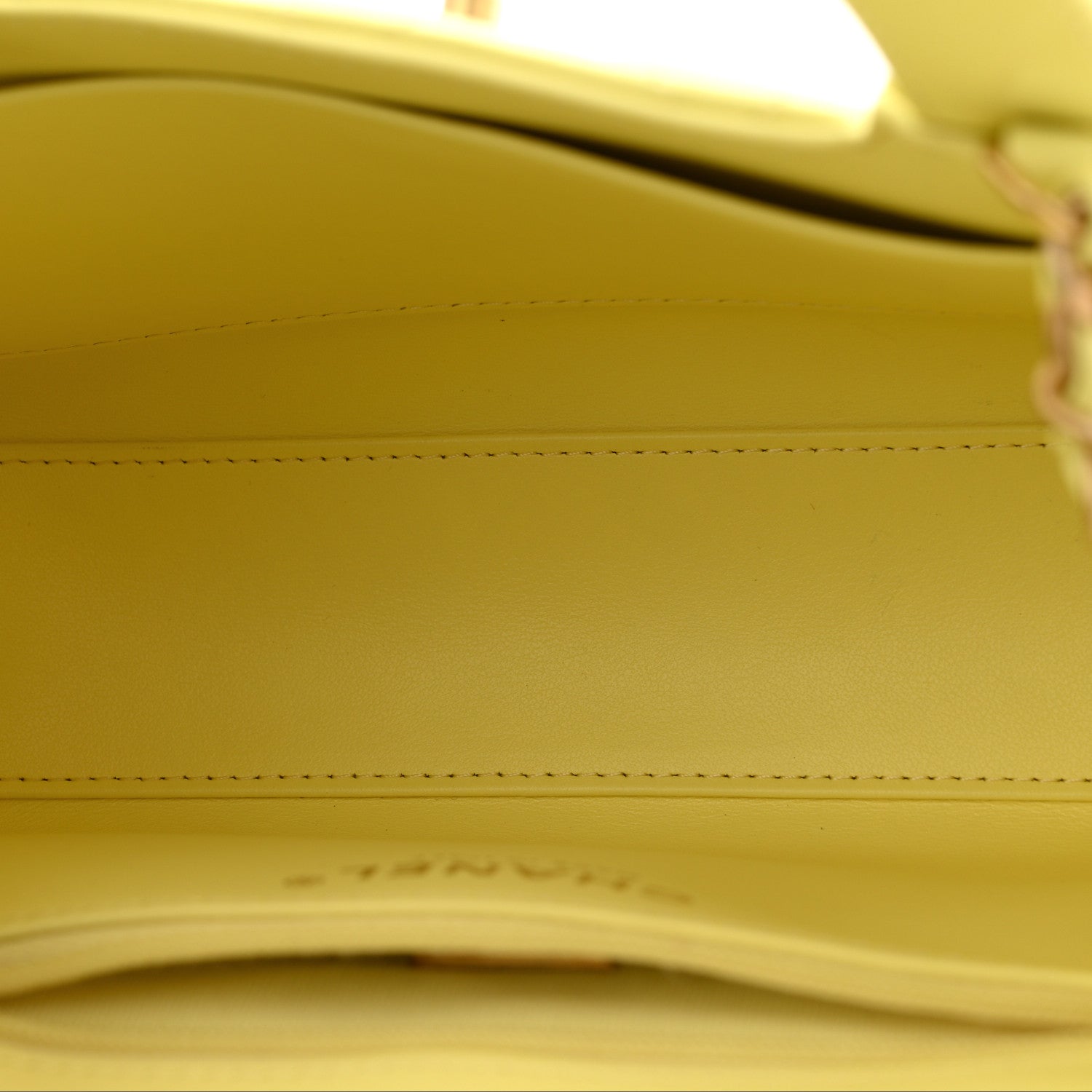Chanel Shiny Aged Calfskin Quilted Nano Kelly Shopper Light Yellow 5 of 11
