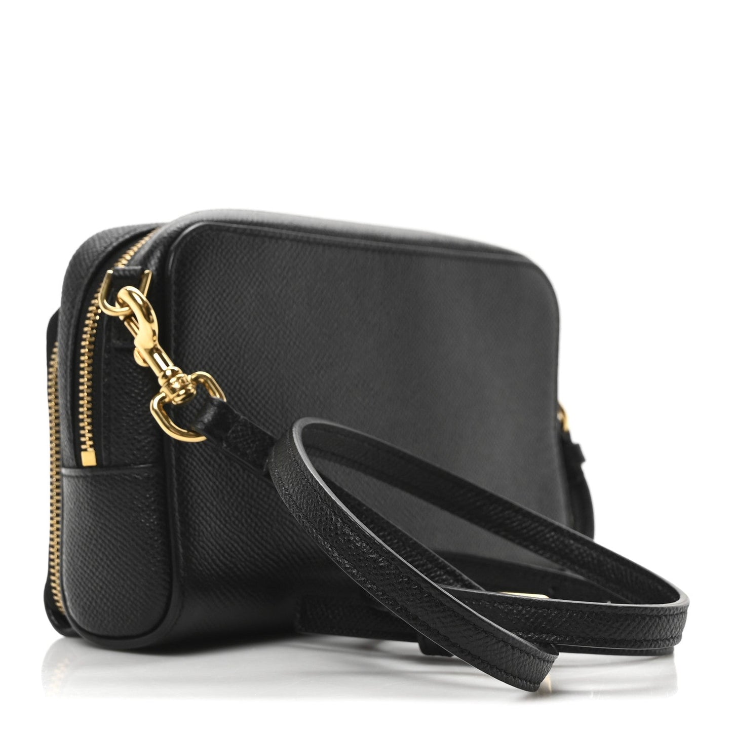 Grained Calfskin Caro Double Pouch Black