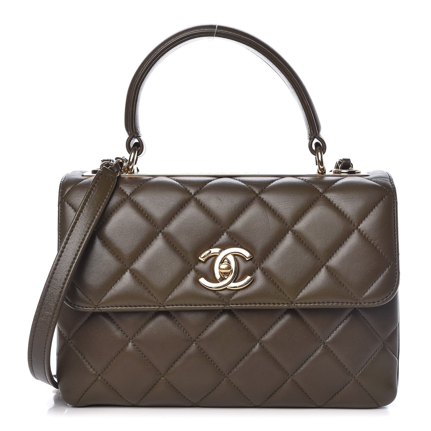Chanel Lambskin Quilted Small Trendy CC Dual Handle Flap Bag Khaki 1 of 14