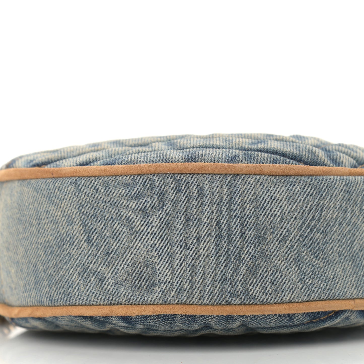 Denim Quilted Monogram Round Crossbody Bag Rodeo Blue