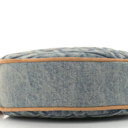 Saint Laurent Denim Quilted Monogram Round Crossbody Bag Rodeo Blue 9 of 10