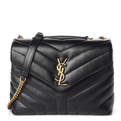 Saint Laurent Calfskin Y Quilted Monogram Small Loulou Chain Satchel Black 1 of 9