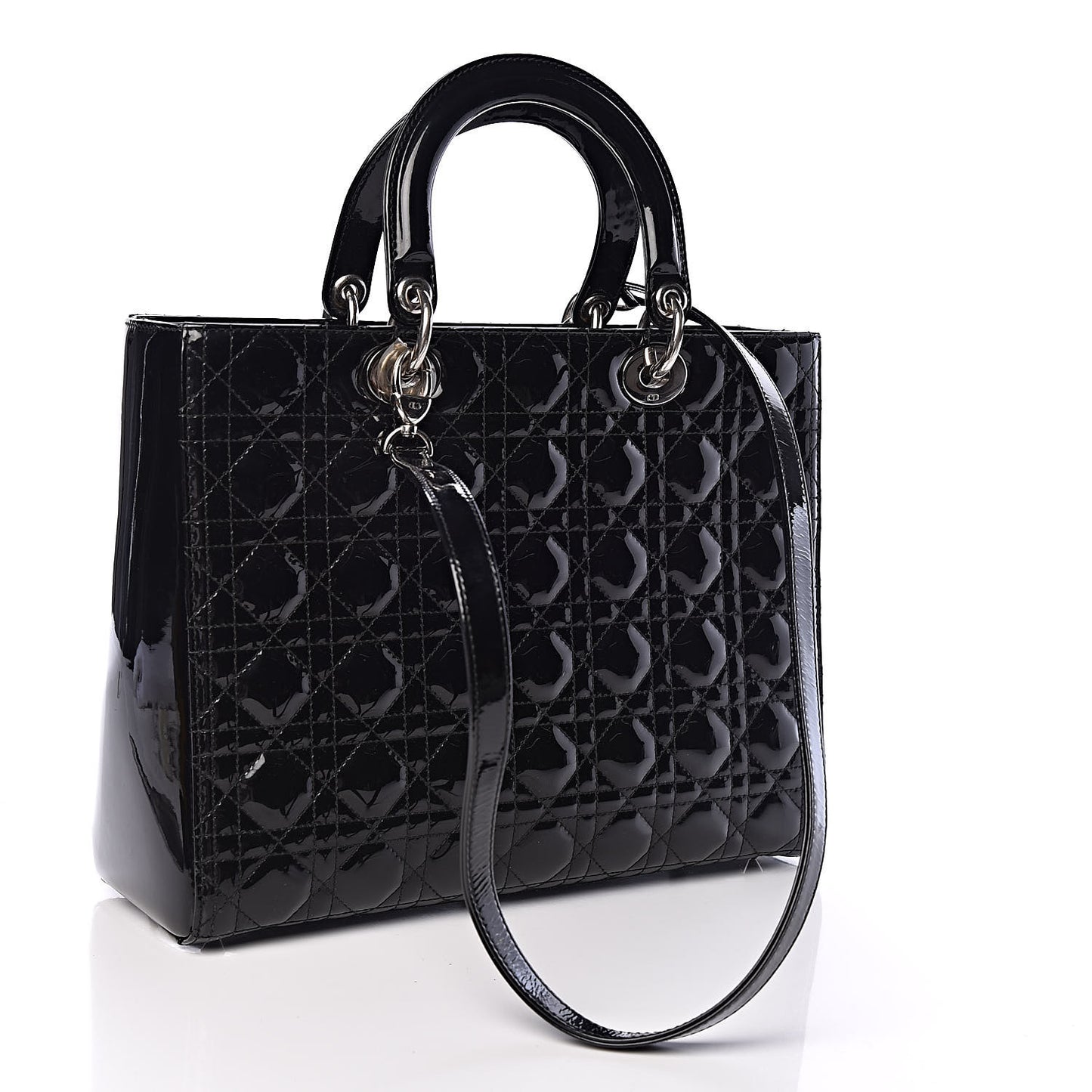 Patent Cannage Large Lady Dior Black
