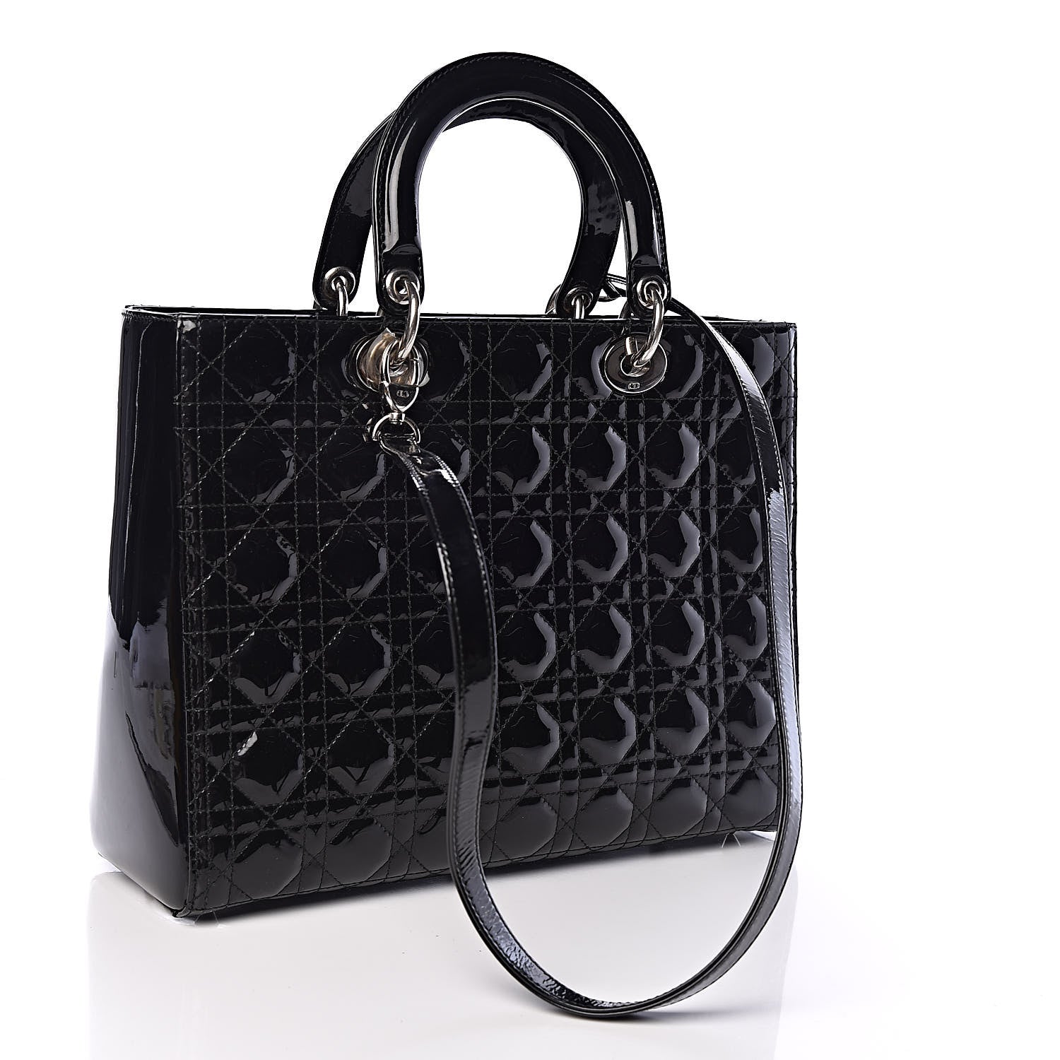 Christian Dior Patent Cannage Large Lady Dior Black 3 of 19