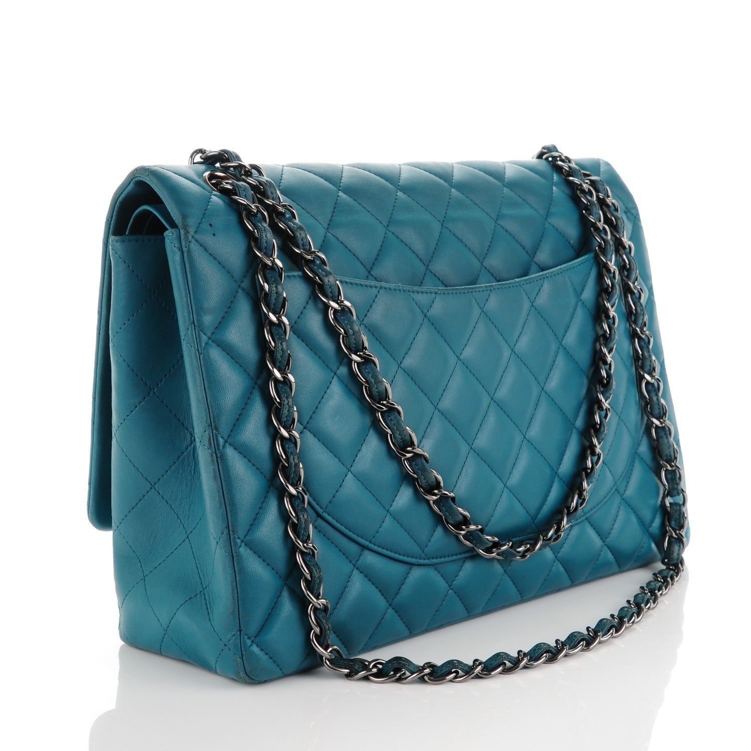 Chanel Lambskin Maxi Double Flap Turquoise 3 of 12
