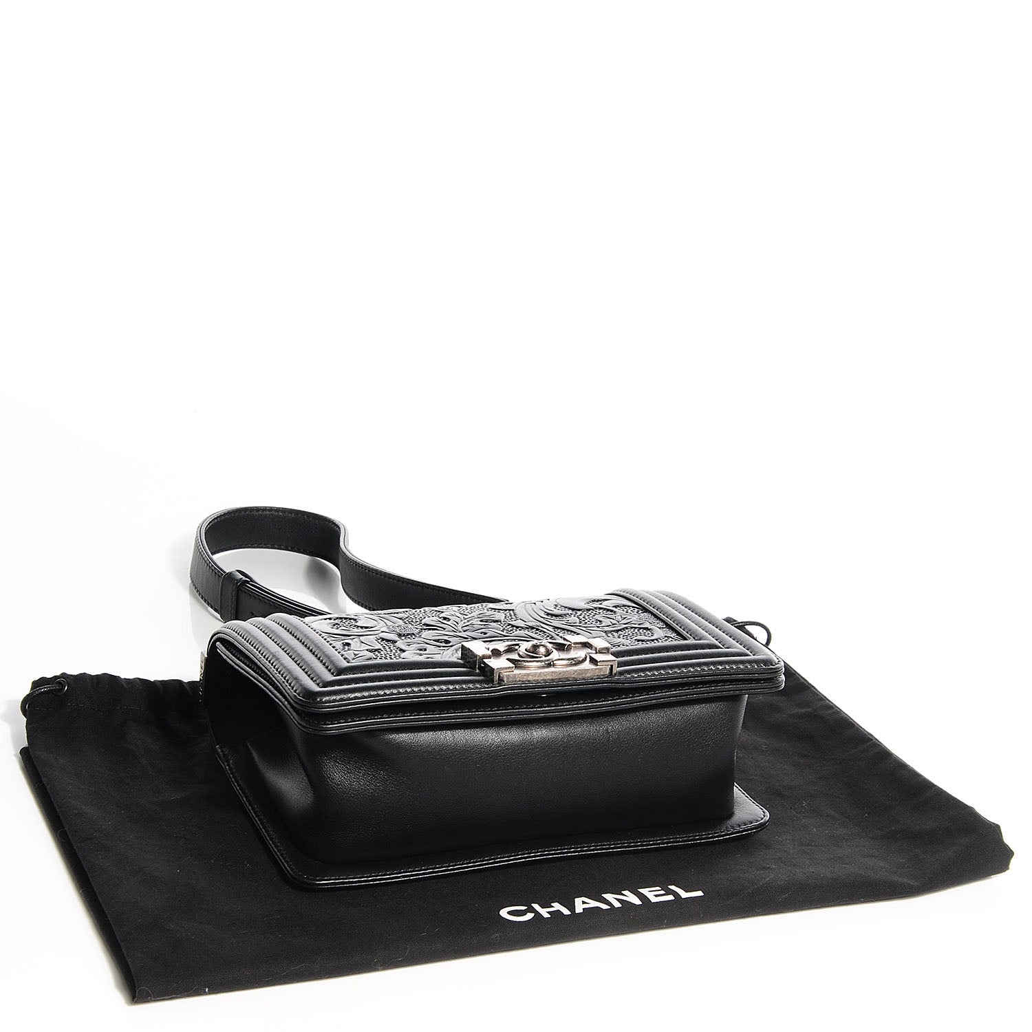 Chanel Embossed Leather Cordoba Small Boy Flap Black 4 of 8