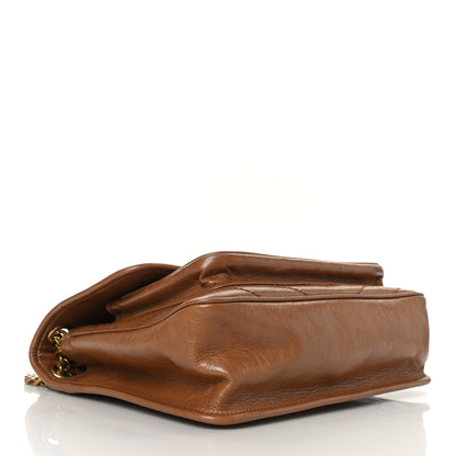 Saint Laurent Crinkled Calfskin Matelasse Monogram Medium Niki Chain Satchel Caramel 4 of 9