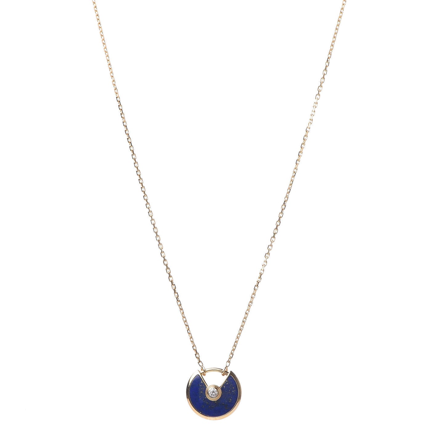 18K Yellow Gold Diamond Lapis Lazuli XS Amulette de Pendant Necklace