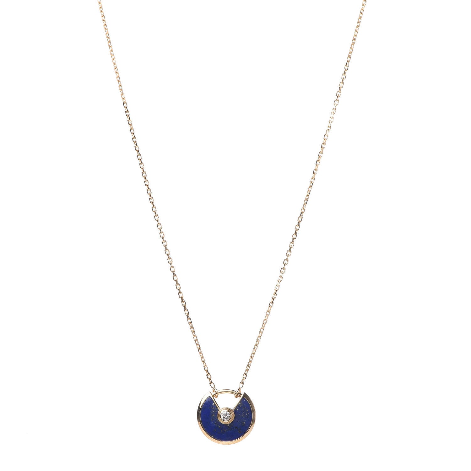 Cartier 18K Yellow Gold Diamond Lapis Lazuli XS Amulette de Pendant Necklace 1 of 6
