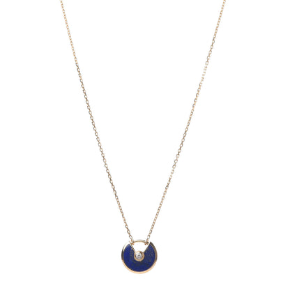 Cartier 18K Yellow Gold Diamond Lapis Lazuli XS Amulette de Pendant Necklace 1 of 6