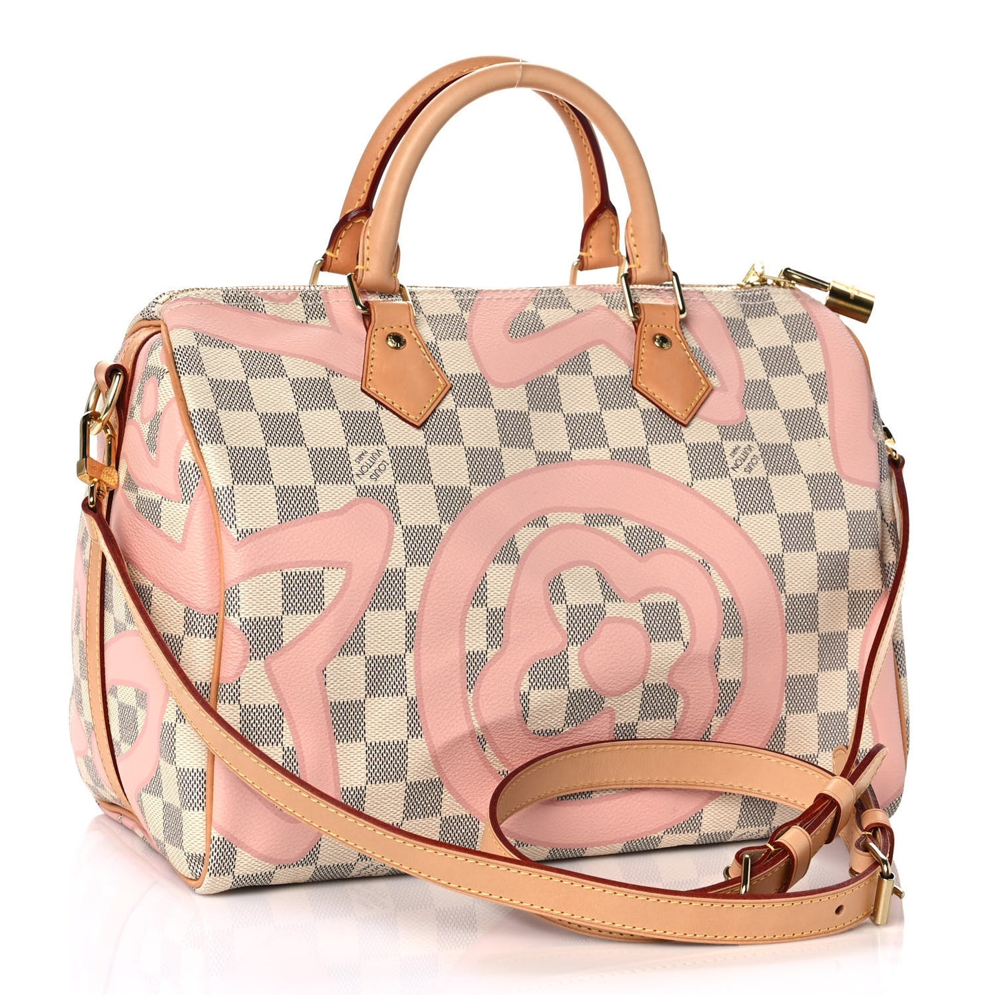 Damier Azur Tahitienne Speedy Bandouliere 30 Rose Ballerine