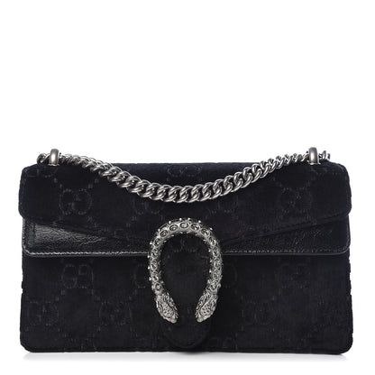 Gucci Velvet Skipper Crystal GG Monogram Small Dionysus Shoulder Bag Black Black Diamond 1 of 10