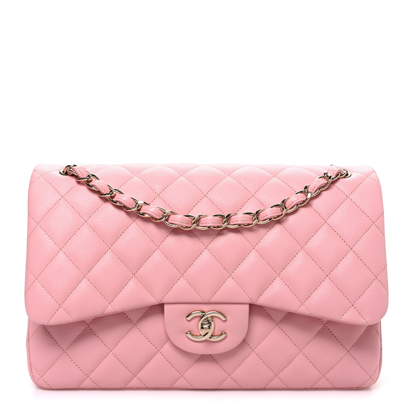 Caviar Quilted Jumbo Double Flap Pink