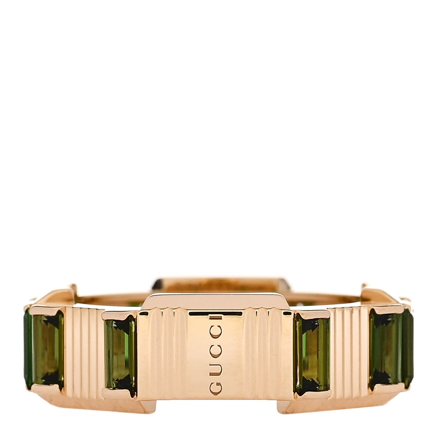 18K Yellow Gold Green Tourmaline 6mm Link to Love Ring 49 5