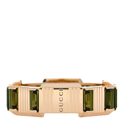 Gucci 18K Yellow Gold Green Tourmaline 6mm Link to Love Ring 49 5 1 of 5