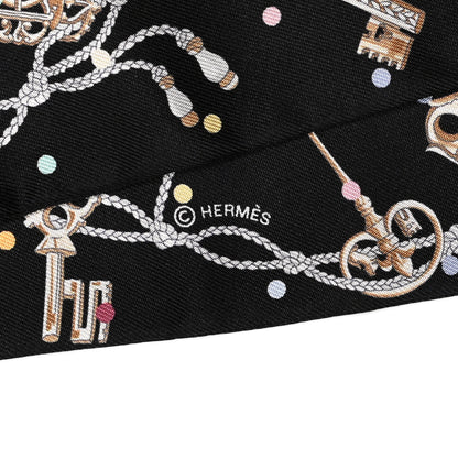 Hermes Silk Les Cles A Pois Twilly Black Beige Rose Multicolor 3 of 4
