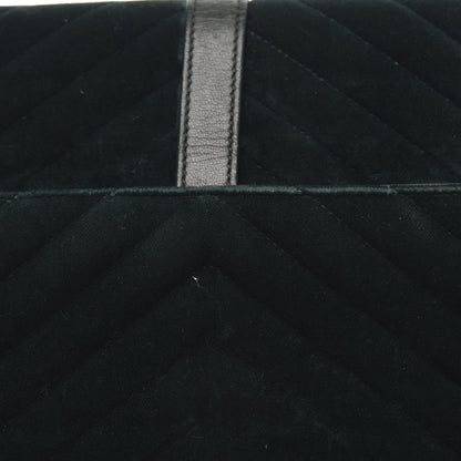 Saint Laurent Velvet Matelasse Chevron Medium Monogram Chain Bag New Dark Green 12 of 19