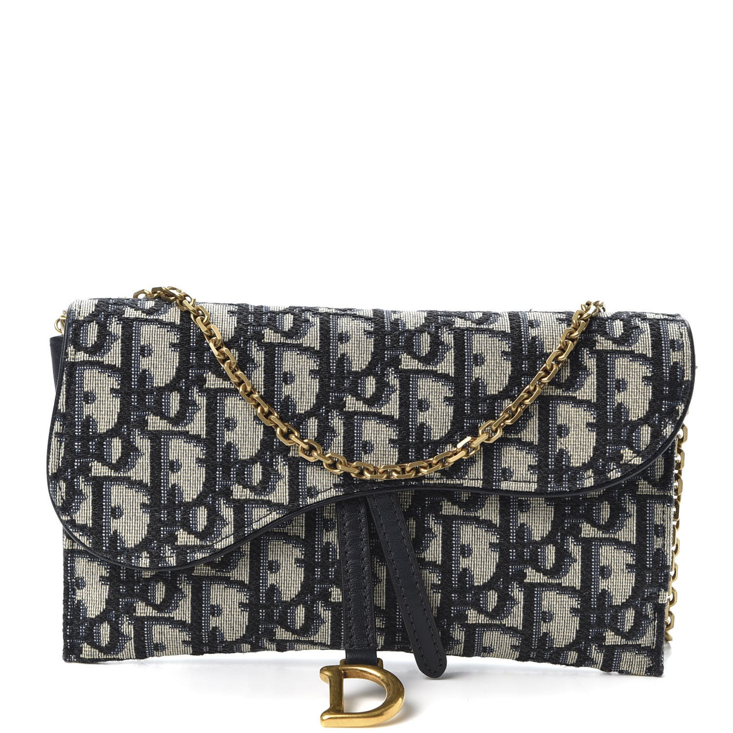 Oblique Saddle Chain Long Wallet Blue