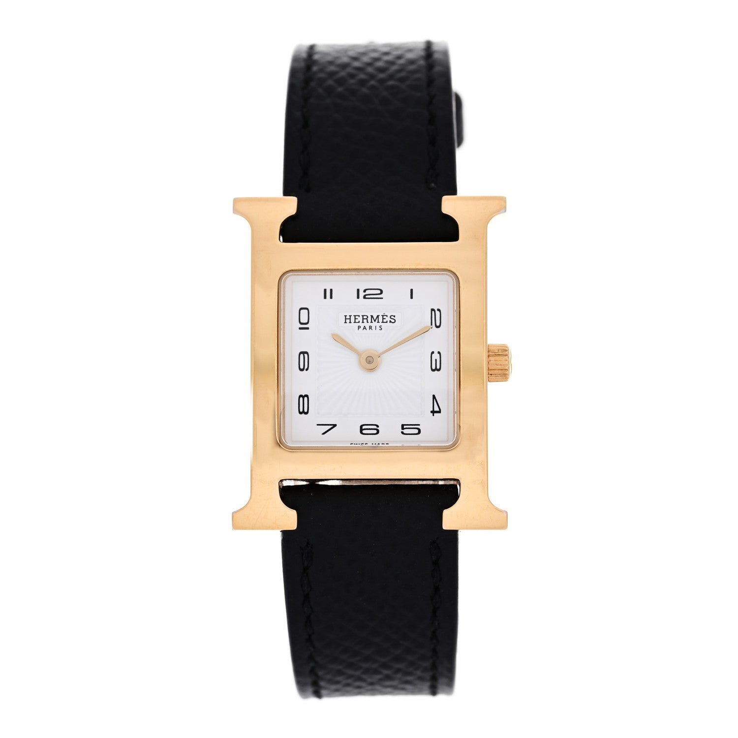 Hermes Stainless Steel Epsom 21mm Heure H Hour Quartz Watch Noir 1 of 5