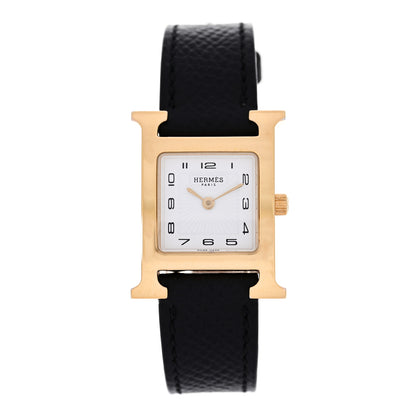 Hermes Stainless Steel Epsom 21mm Heure H Hour Quartz Watch Noir 1 of 5