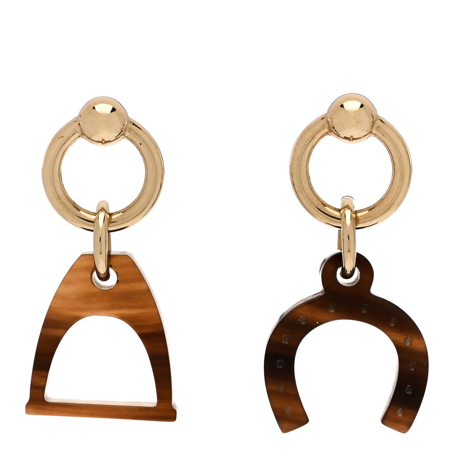 Hermes Permabrass Buffalo Horn Amulettes Equestre Earrings Black 1 of 4