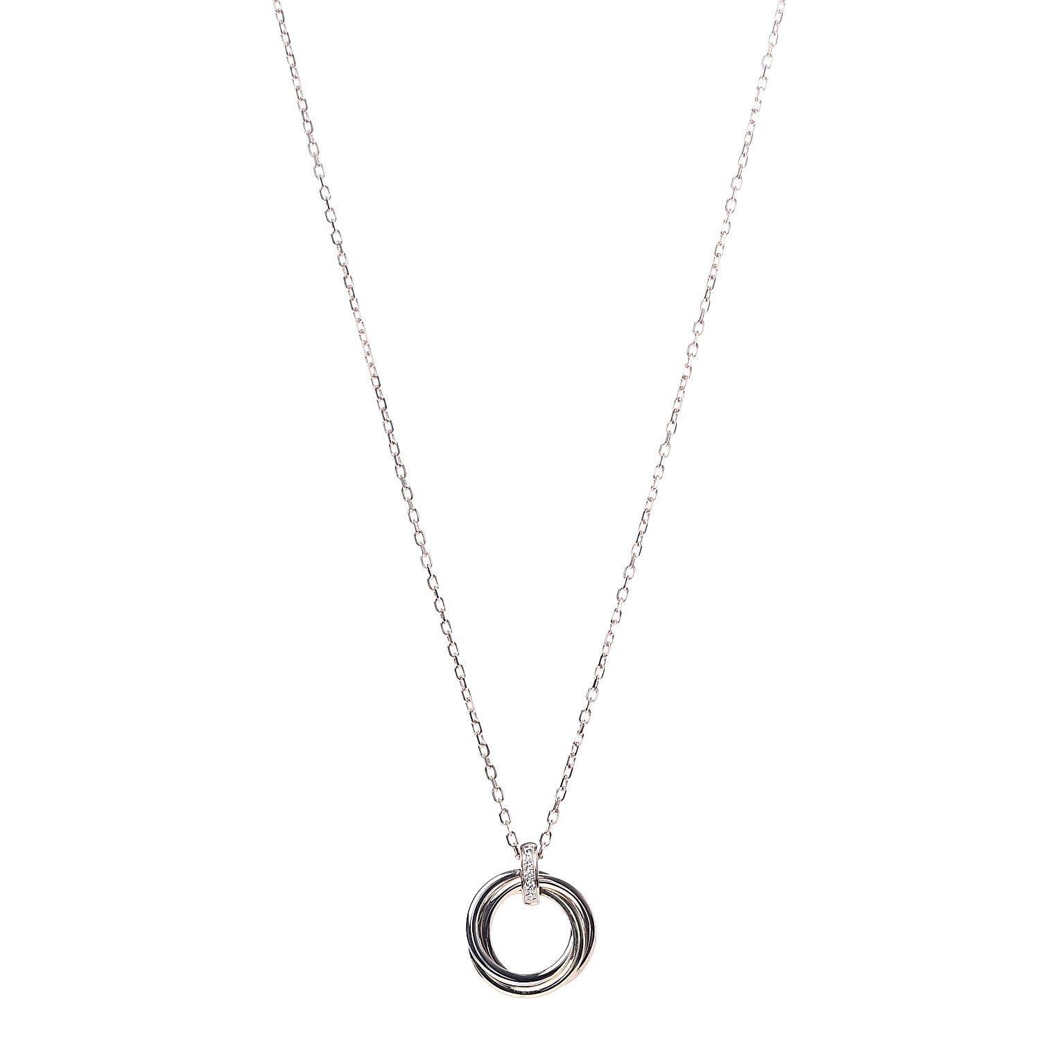 Cartier 18K Pink Yellow White Gold Diamond Trinity Pendant Necklace 1 of 7