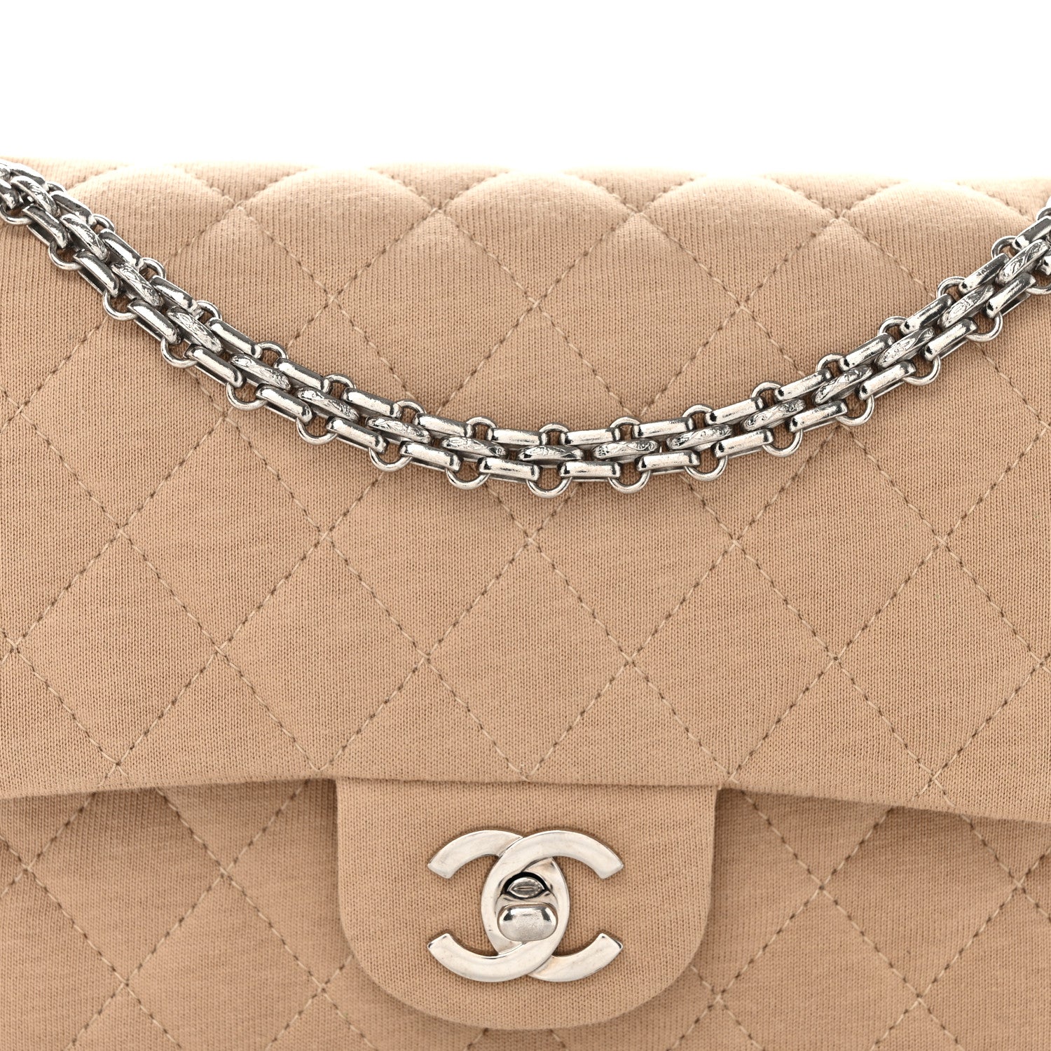 Chanel Jersey Quilted Small Double Flap Beige 8 of 11