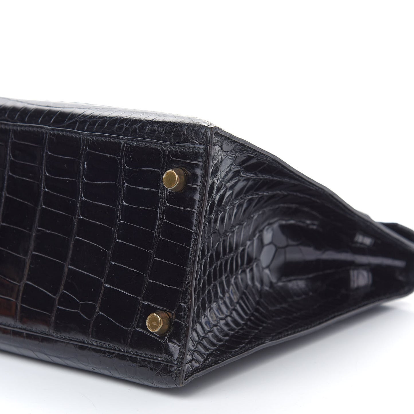 Shiny Porosus Crocodile Kelly Sellier 32 Black