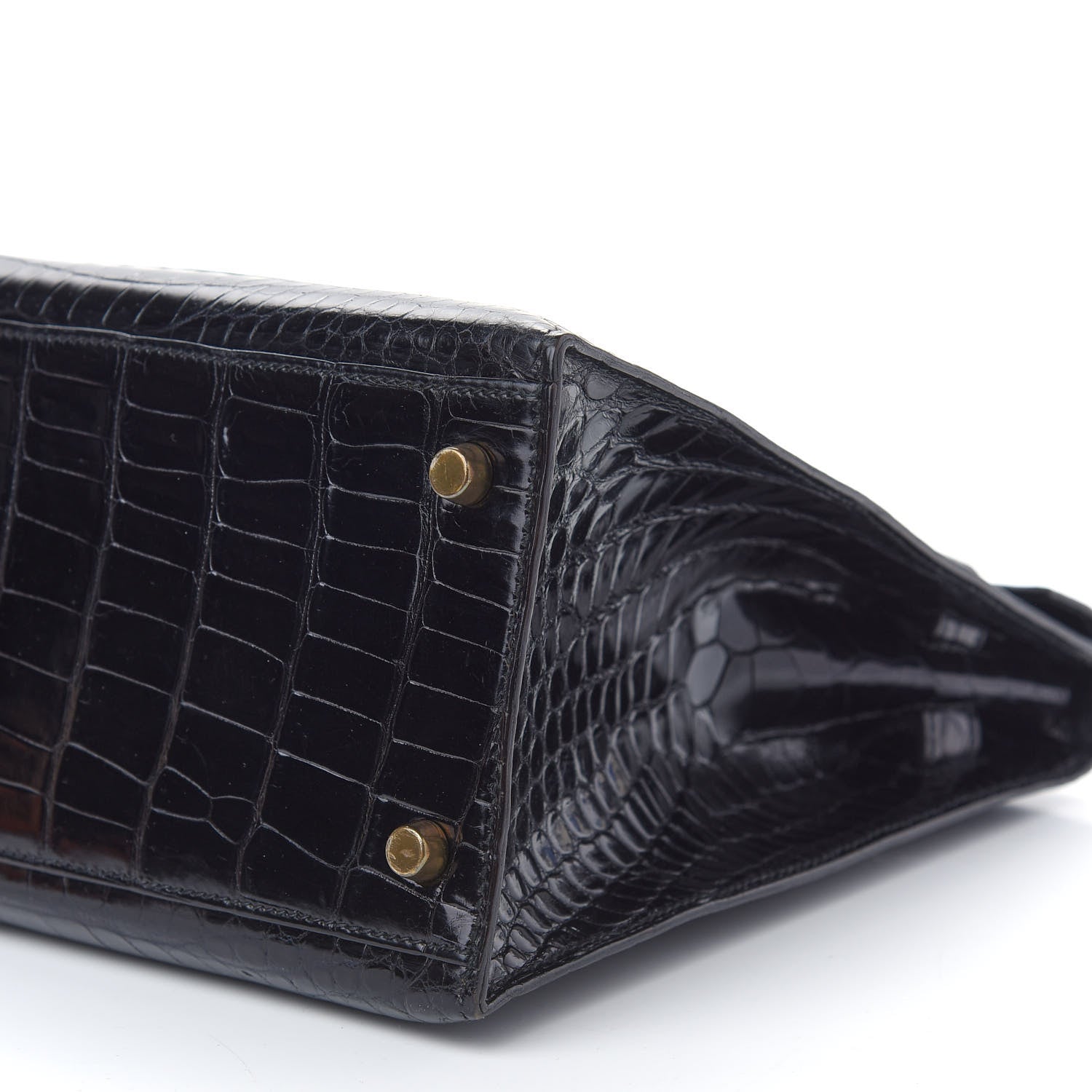 Hermes Shiny Porosus Crocodile Kelly Sellier 32 Black 10 of 12
