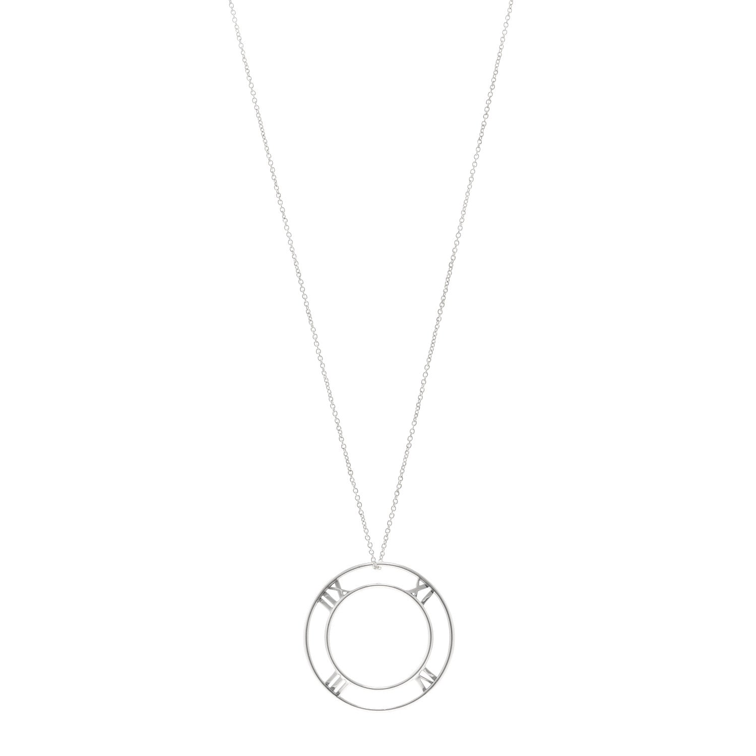 Tiffany Sterling Silver Large Atlas Open Pendant Necklace 1 of 4