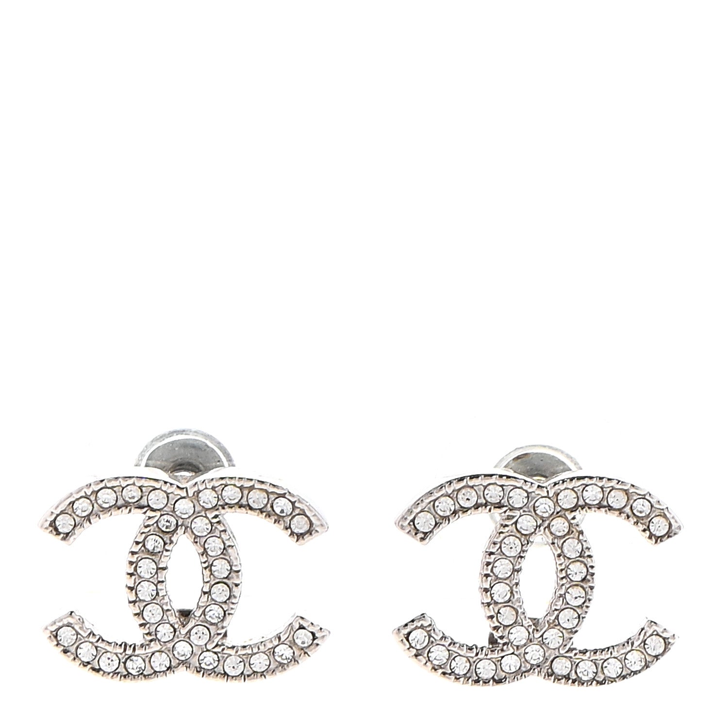 Chanel Crystal CC Earrings Silver 1 of 4