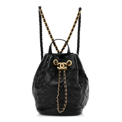 Chanel Calfskin Quilted CC Chain Bucket Backpack Black 1 of 12