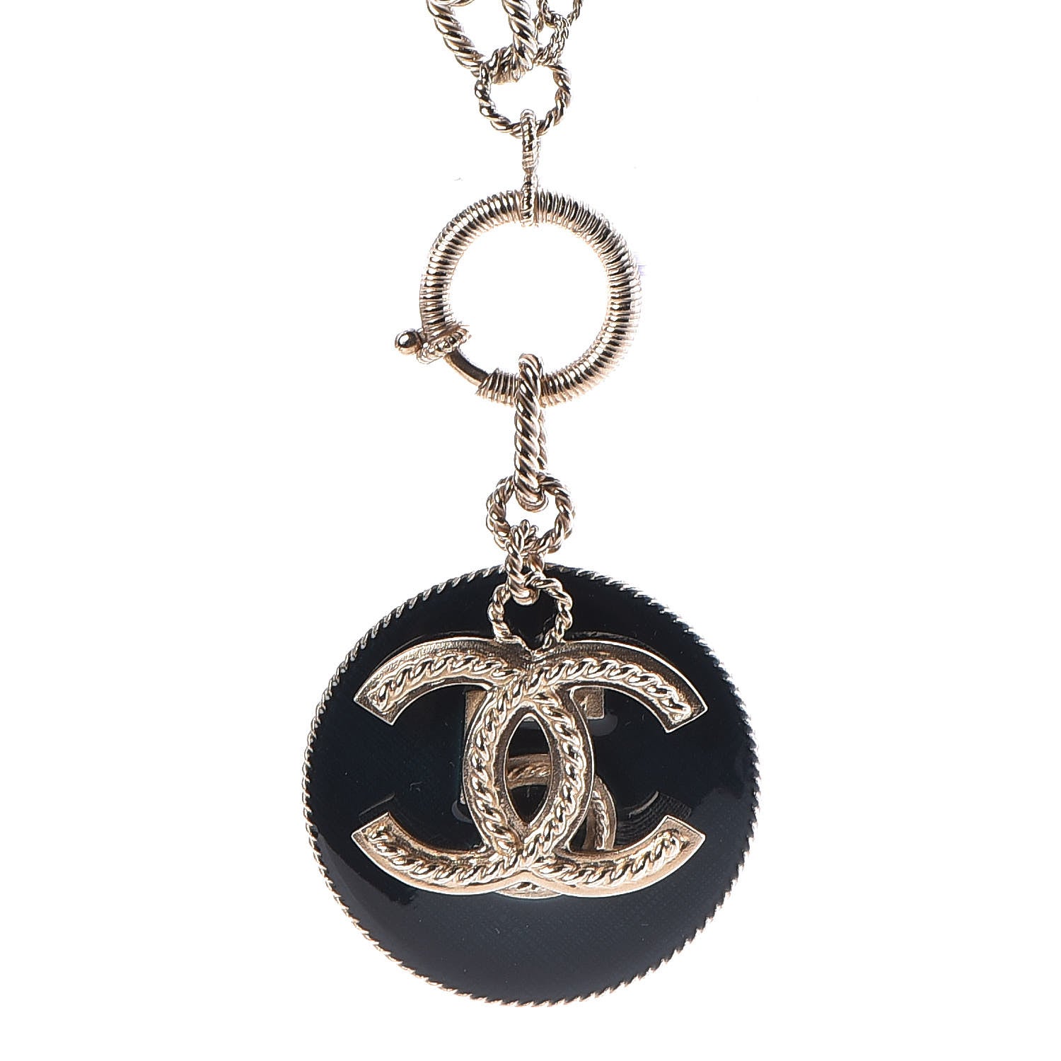 Chanel Resin CC 5 Pendant Necklace Gold Blue 5 of 7