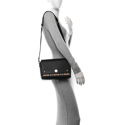 Burberry Grainy Calfskin Vintage Check Note Crossbody Bag Black 2 of 15