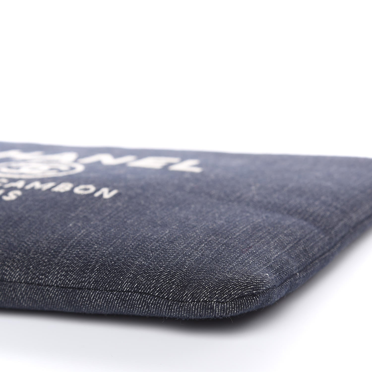 Chanel Denim Large Deauville Pouch Dark Blue 7 of 9