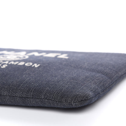 Chanel Denim Large Deauville Pouch Dark Blue 7 of 9