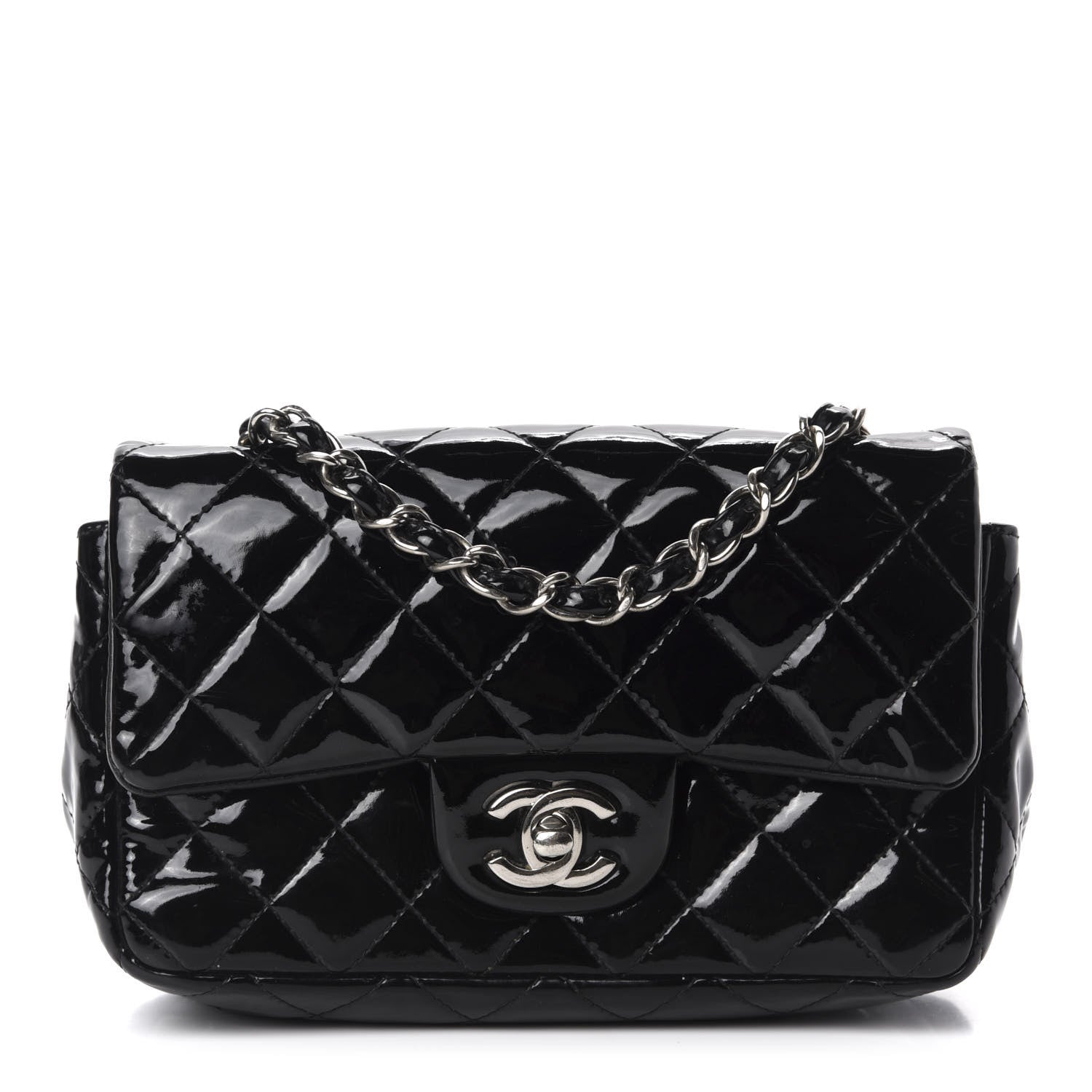 Chanel Patent Calfskin Quilted Mini Rectangular Flap Black 1 of 11