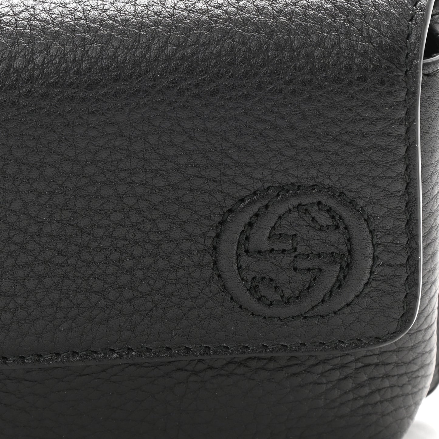 Pebbled Calfskin Soho Flap Belt Bag Black