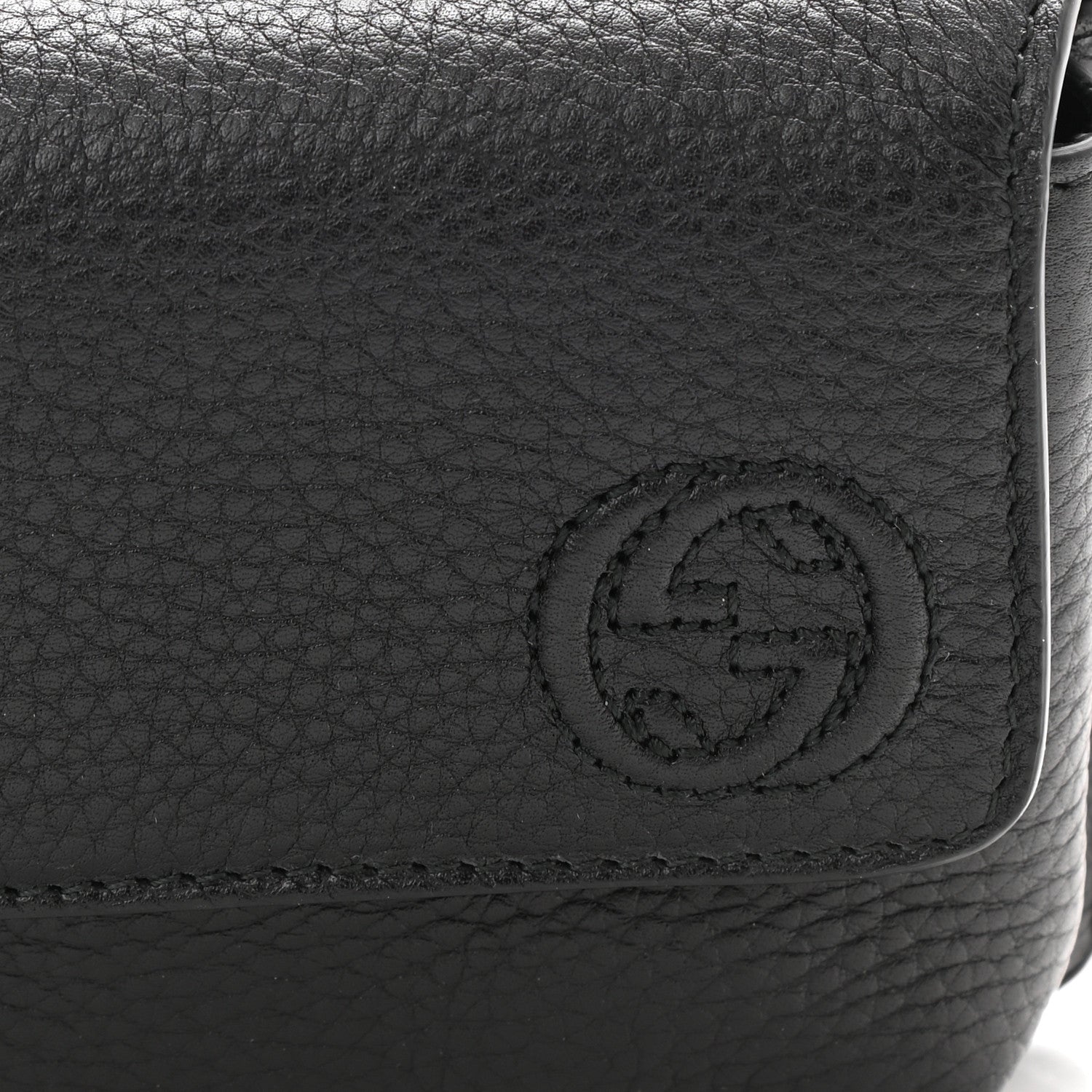 Gucci Pebbled Calfskin Soho Flap Belt Bag Black 9 of 11
