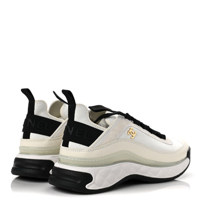 Chanel Velvet Calfskin Mixed Fibers CC Sneakers 39 Ivory Black 4 of 7