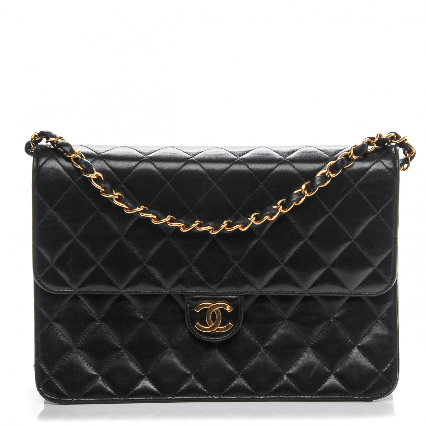 Lambskin Quilted Medium Single Flap Black