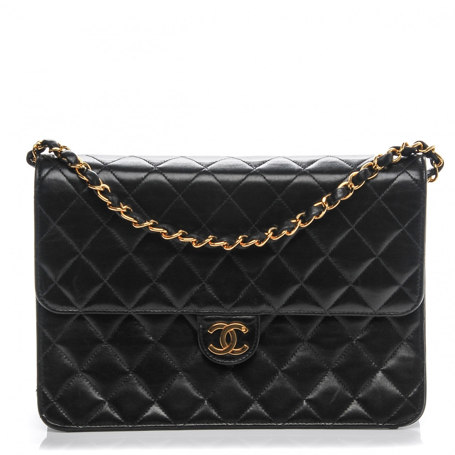 Chanel Lambskin Quilted Medium Single Flap Black 1 of 7