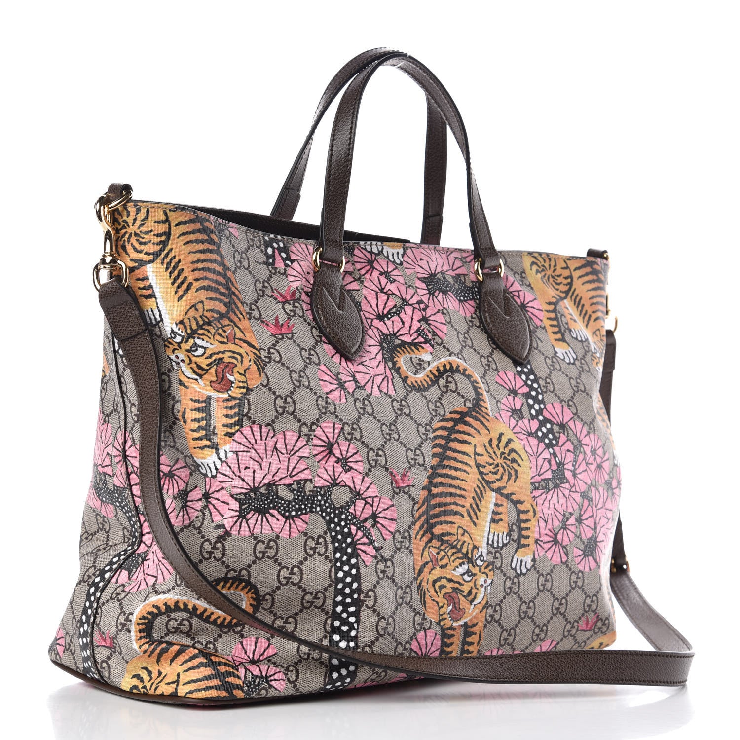 Gucci Soft GG Supreme Monogram Bengal Medium Crossbody Tote Beige Pink 4 of 8