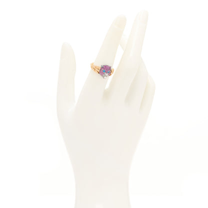 Gucci 18K Yellow Gold Sterling Silver Pink Sapphire Topaz Mother of Pearl Le Marche Des Merveilles Feline Ring 53 6.25 2 of 6